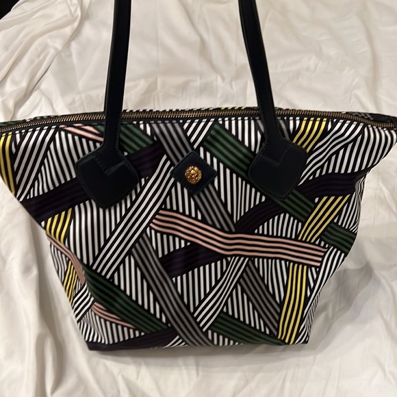 Anne Klein abstract striped nylon tote - Picture 3 of 6